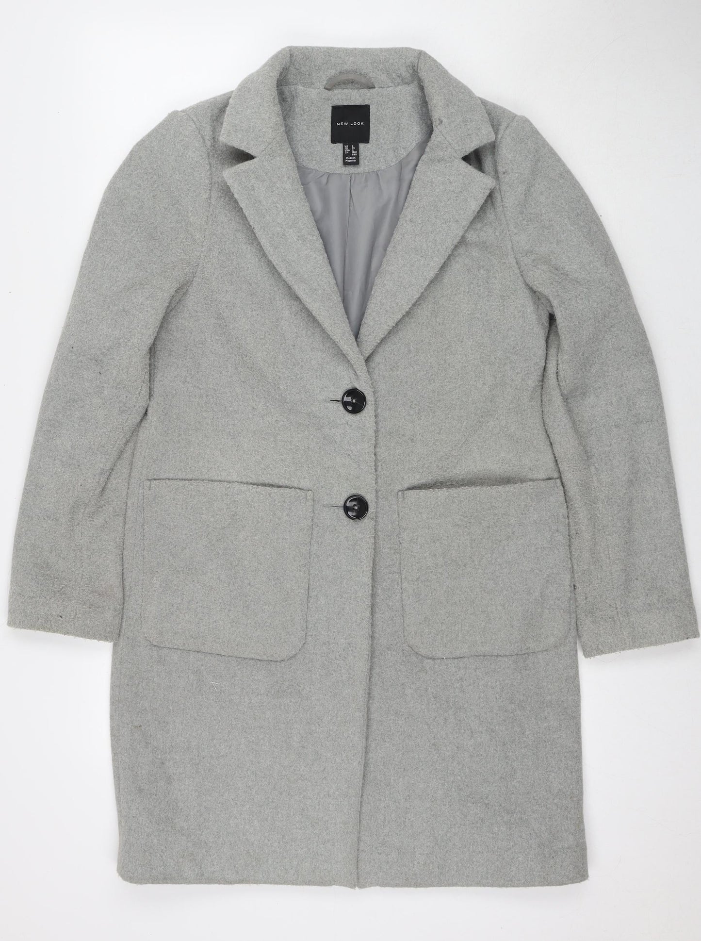 Womens UK Size 8 New Look Grey Pea Coat