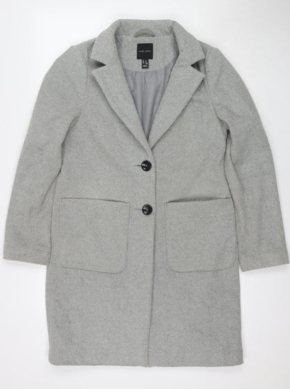 Womens UK Size 8 New Look Grey Pea Coat