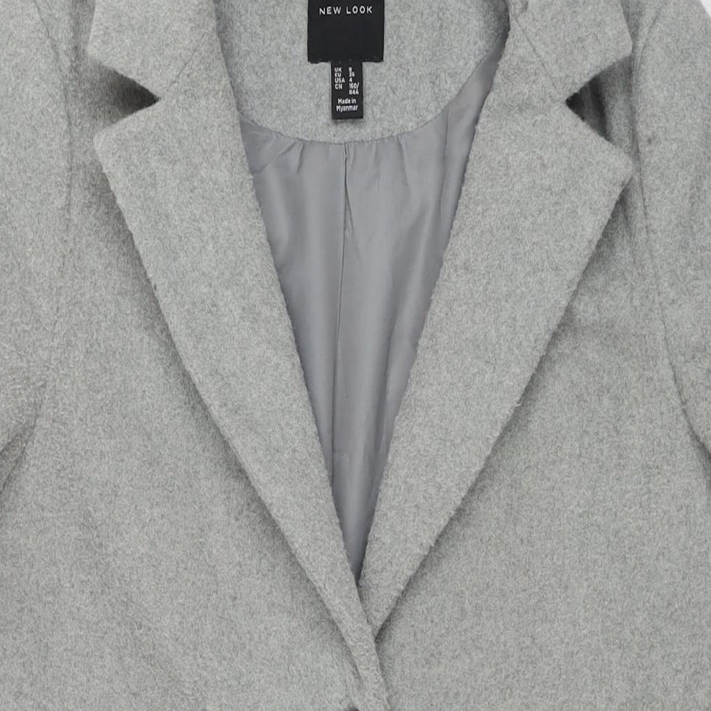 Womens UK Size 8 New Look Grey Pea Coat