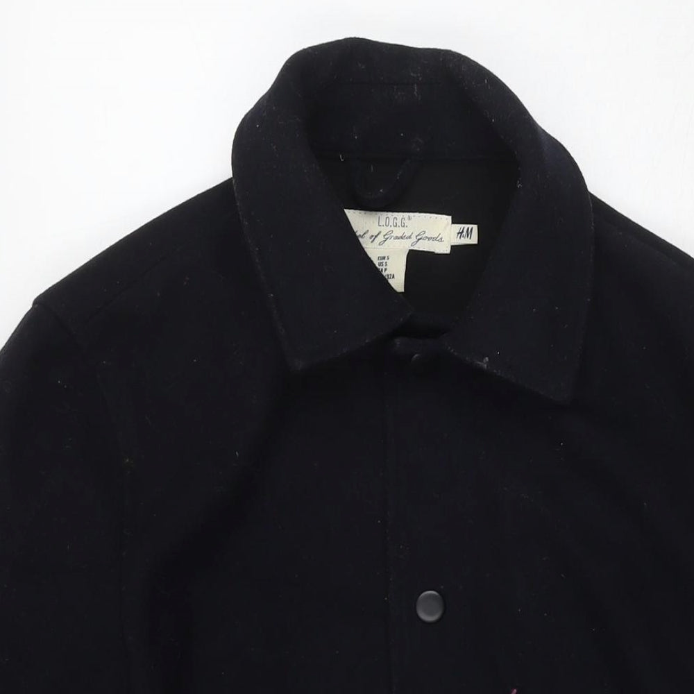 Mens UK Size S H&M Black Overcoat