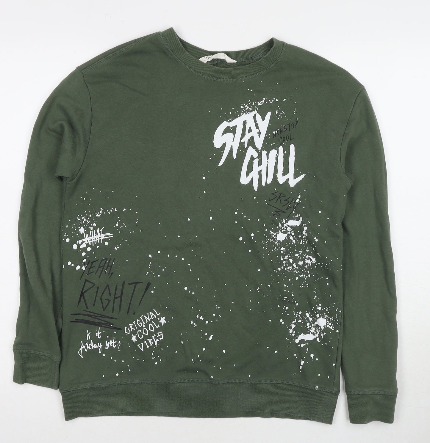 H&M Boys Green Cotton Pullover Hoodie Size 13-14 Years Pullover - Stay Chill