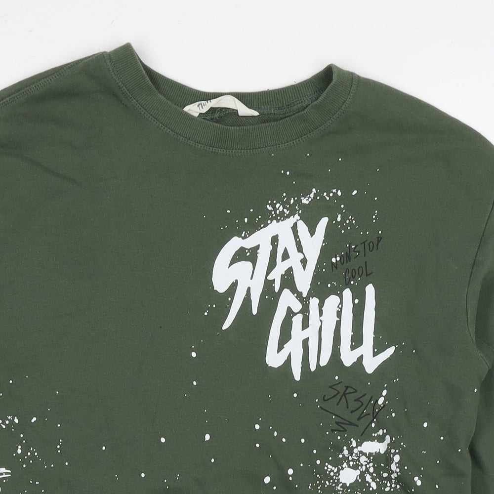 H&M Boys Green Cotton Pullover Hoodie Size 13-14 Years Pullover - Stay Chill
