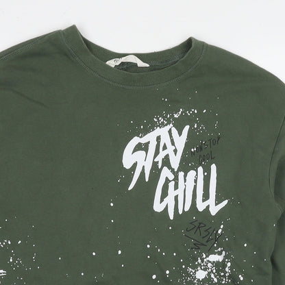 H&M Boys Green Cotton Pullover Hoodie Size 13-14 Years Pullover - Stay Chill