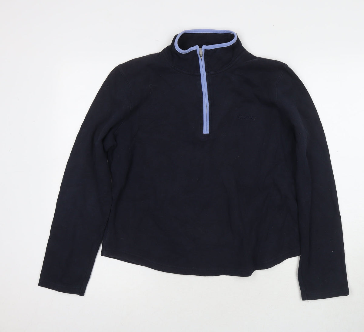 Additional front view of Maine New England women’s blue cotton pullover sweatshirt, size UK 12, pullover