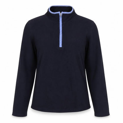 Front view of Maine New England women’s blue cotton pullover sweatshirt, size UK 12, pullover