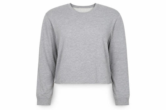 Front view of Miss Selfridge women’s grey polyester pullover sweatshirt, size UK 14, pullover