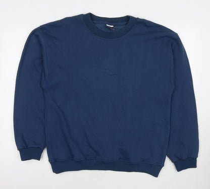 Foot Locker Mens Blue Cotton Pullover Hoodie Size M