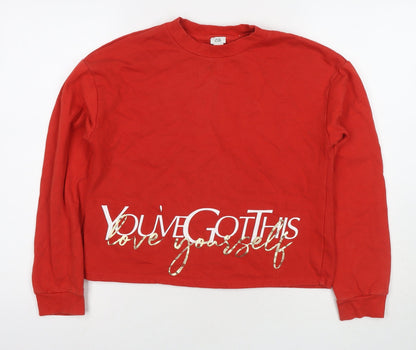 River Island Girls Red Cotton Pullover Sweatshirt Size 11-12 Years Pullover - You've Got This