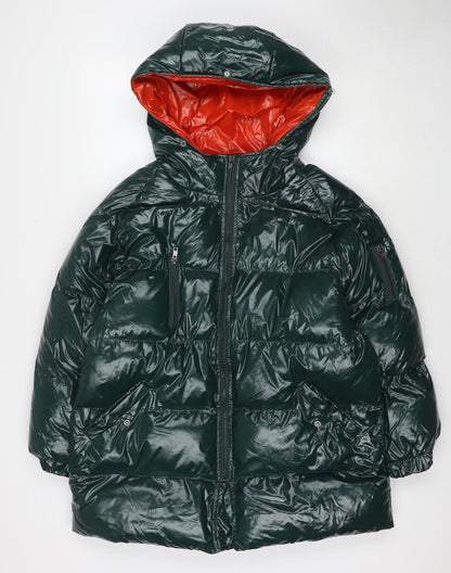 Boohoo Womens Green Puffer Jacket Jacket Size 8 Zip