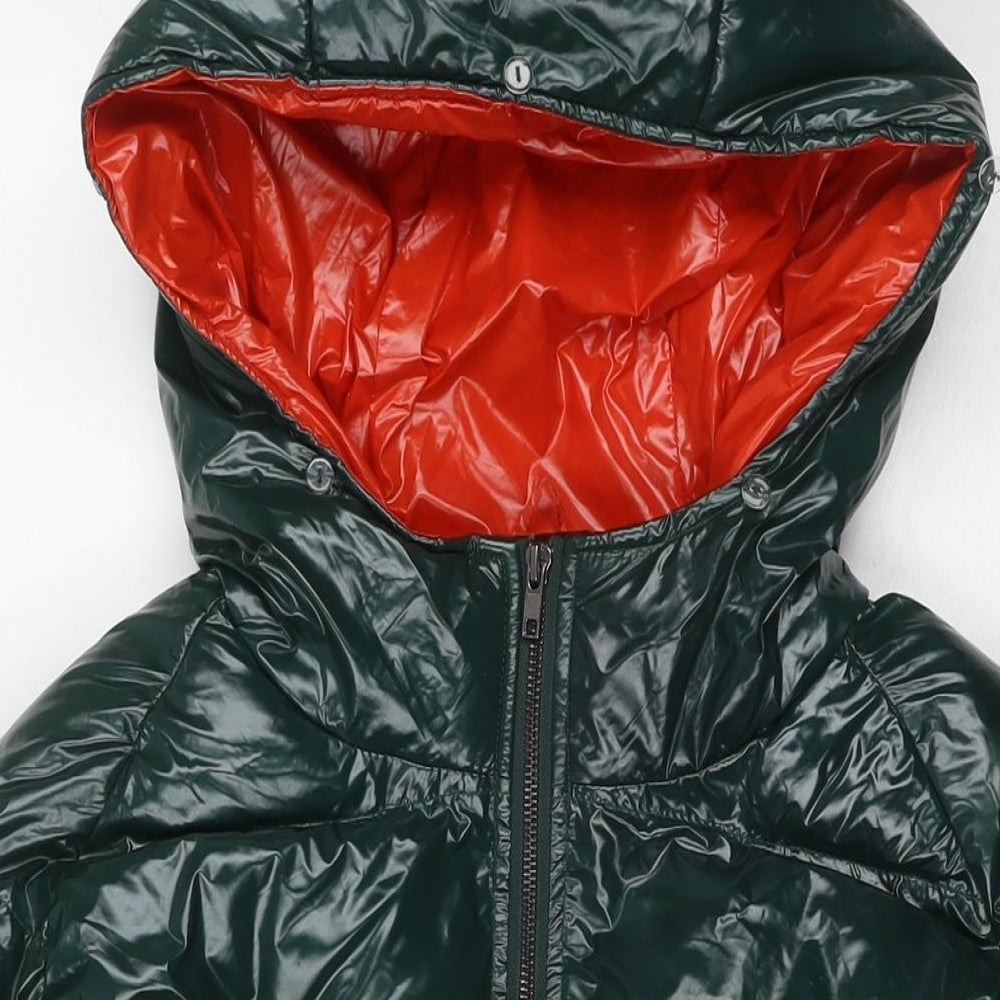 Boohoo Womens Green Puffer Jacket Jacket Size 8 Zip