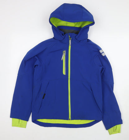 Additional front view of H&M boys’ blue jacket, size 12-13, years zip