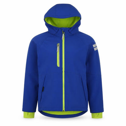 Front view of H&M boys’ blue jacket, size 12-13, years zip