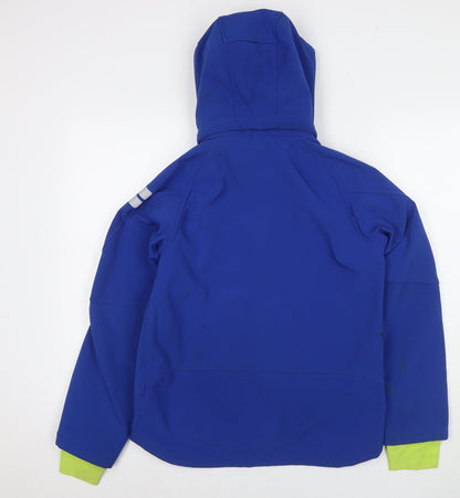 Back view of H&M boys’ blue jacket, size 12-13, years zip