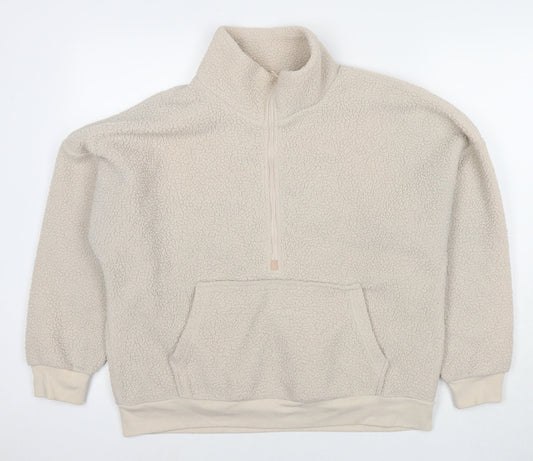 Additional front view of Dunnes women’s beige polyester pullover sweatshirt, size M, pullover