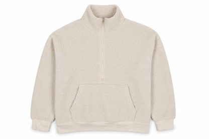 Front view of Dunnes women’s beige polyester pullover sweatshirt, size M, pullover