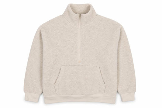 Front view of Dunnes women’s beige polyester pullover sweatshirt, size M, pullover