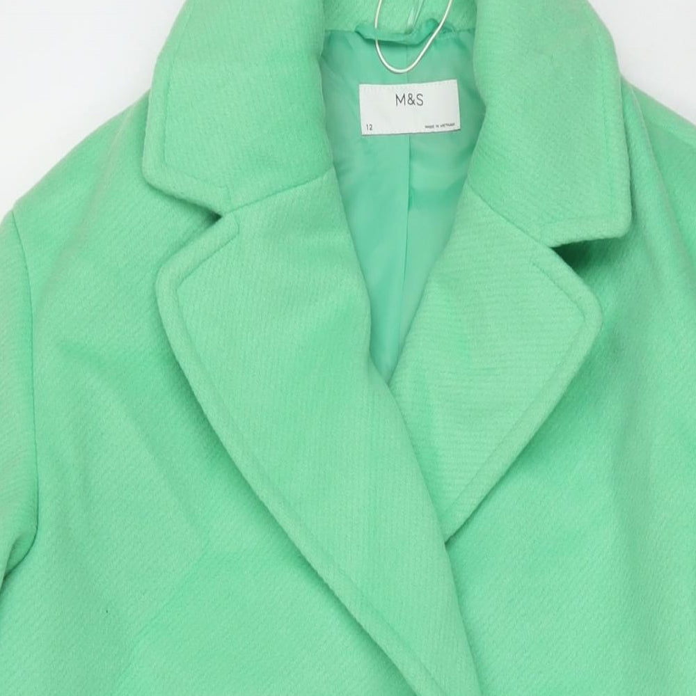 Womens UK Size 12 Marks and Spencer Green Pea Coat