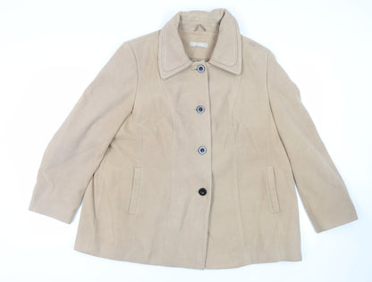 Anthology Womens Beige Pea Coat Coat Size 22 Button