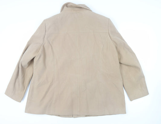 Anthology Womens Beige Pea Coat Coat Size 22 Button