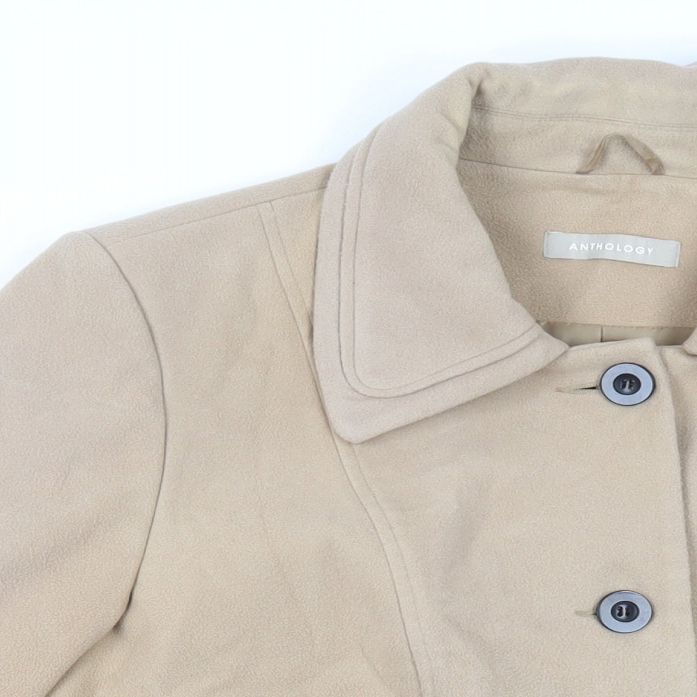 Anthology Womens Beige Pea Coat Coat Size 22 Button