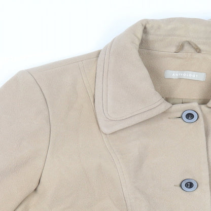 Anthology Womens Beige Pea Coat Coat Size 22 Button