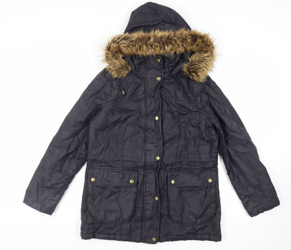 Marks and Spencer Womens Blue Jacket Size 12 Zip - Hooded