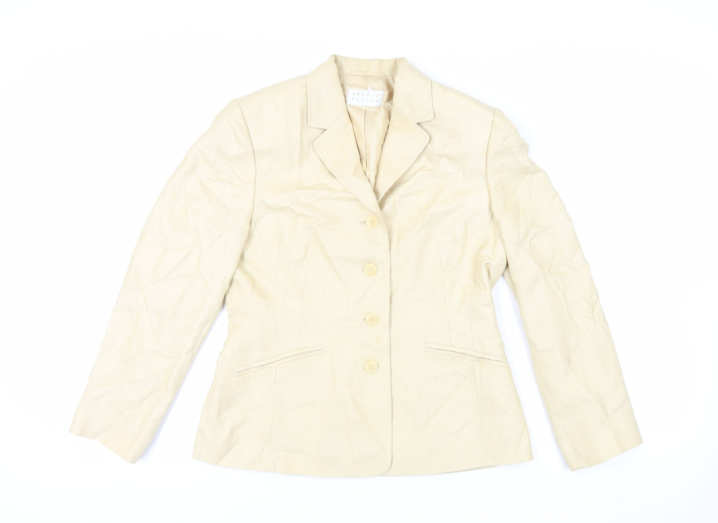 Precis Petite Womens Beige Jacket Blazer Size 12 Button