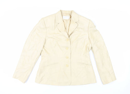 Precis Petite Womens Beige Jacket Blazer Size 12 Button