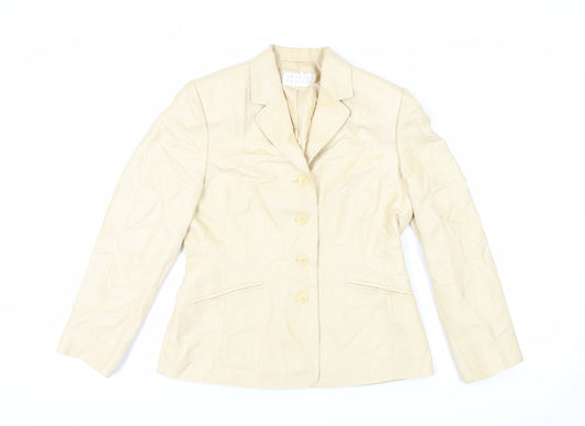 Precis Petite Womens Beige Jacket Blazer Size 12 Button