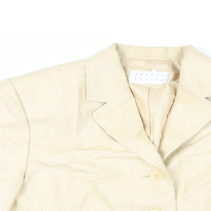 Precis Petite Womens Beige Jacket Blazer Size 12 Button