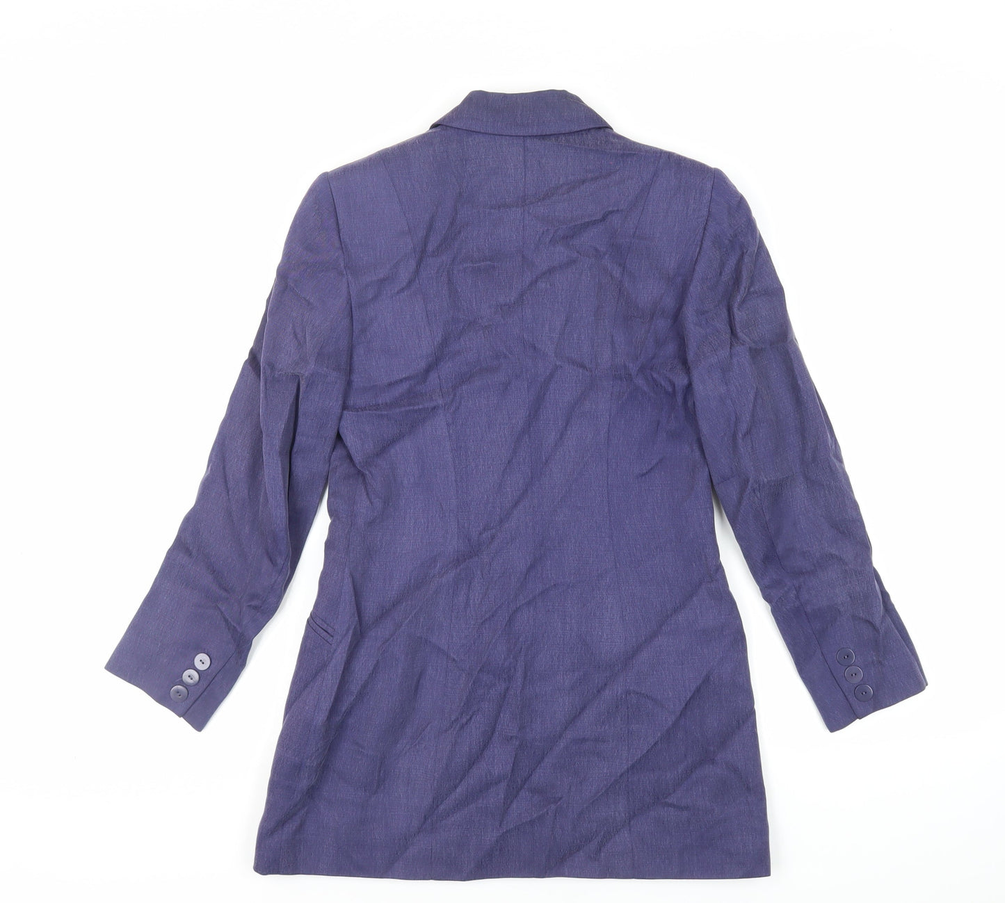 Precis Petite Womens Blue Jacket Blazer Size 8 Button - Longline