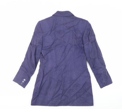 Precis Petite Womens Blue Jacket Blazer Size 8 Button - Longline