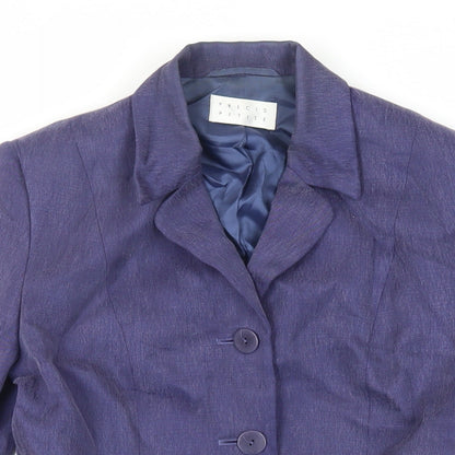 Precis Petite Womens Blue Jacket Blazer Size 8 Button - Longline