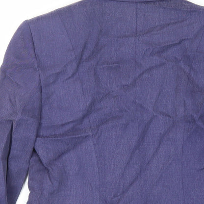 Precis Petite Womens Blue Jacket Blazer Size 8 Button - Longline