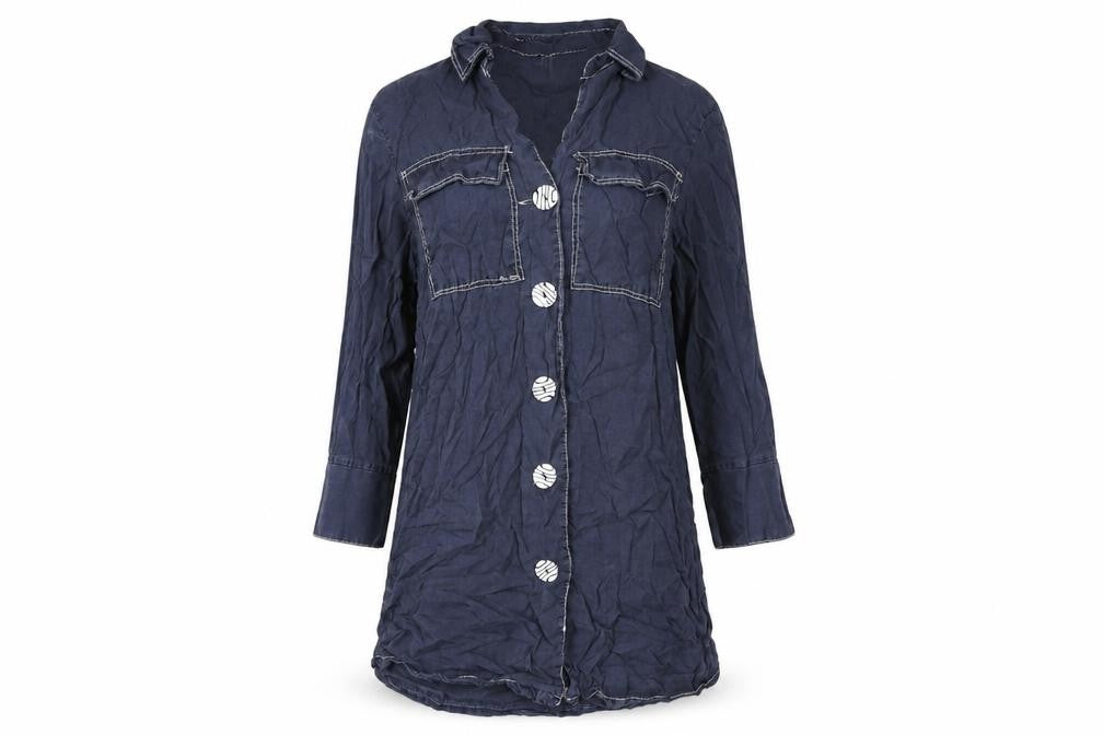 Womens UK Size M New Collection Blue Basic Button-Up