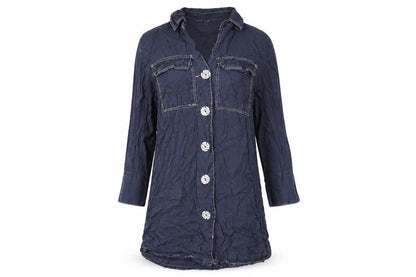 Womens UK Size M New Collection Blue Basic Button-Up