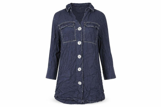 Womens UK Size M New Collection Blue Basic Button-Up