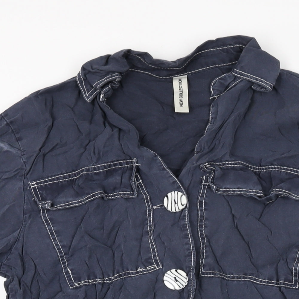 Womens UK Size M New Collection Blue Basic Button-Up