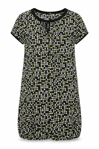 Monsoon Womens Black Geometric Viscose Shift Size 12 Round Neck Pullover