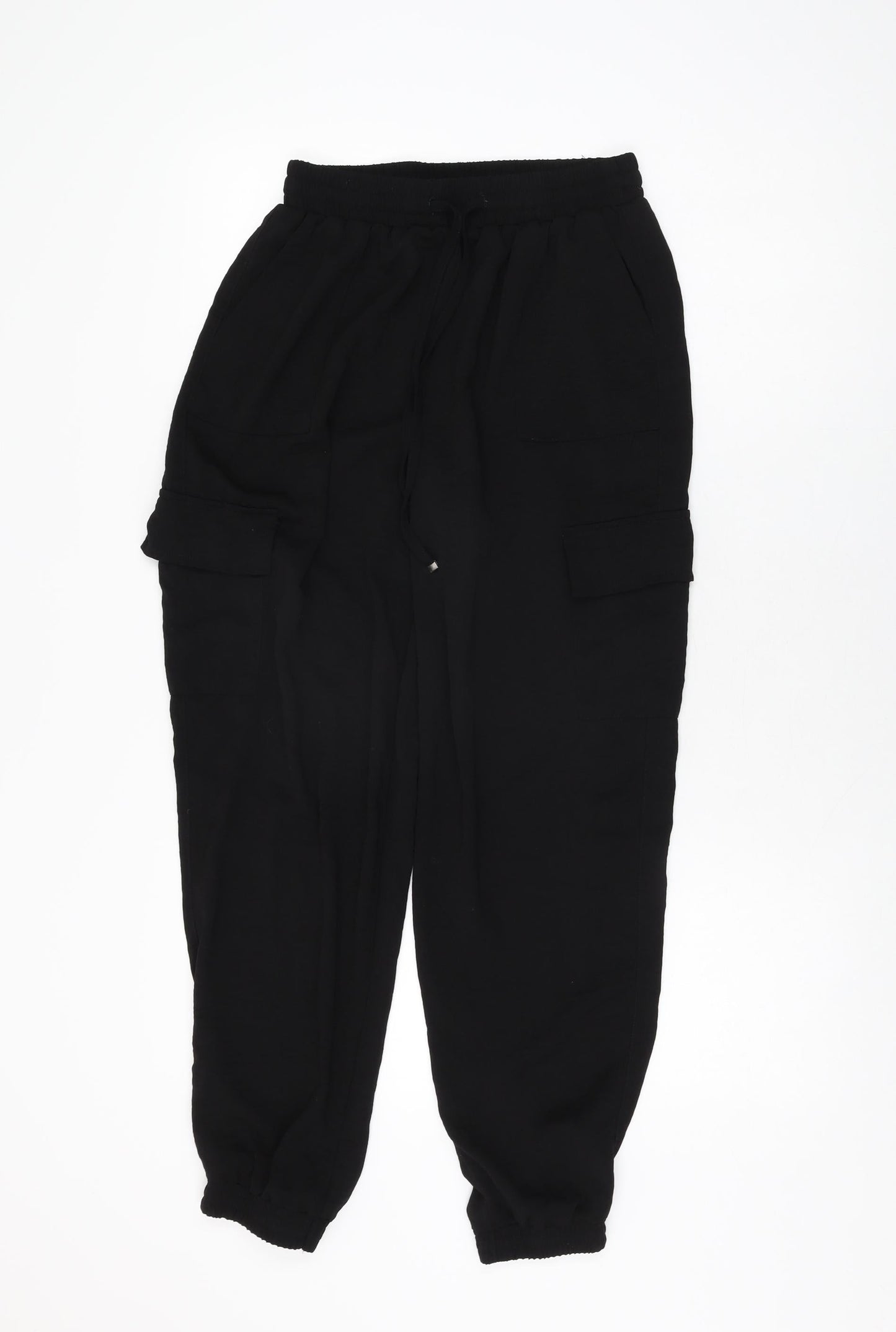 New Look Womens Black Polyester Trousers Size 8 L27.5 in Regular Drawstring