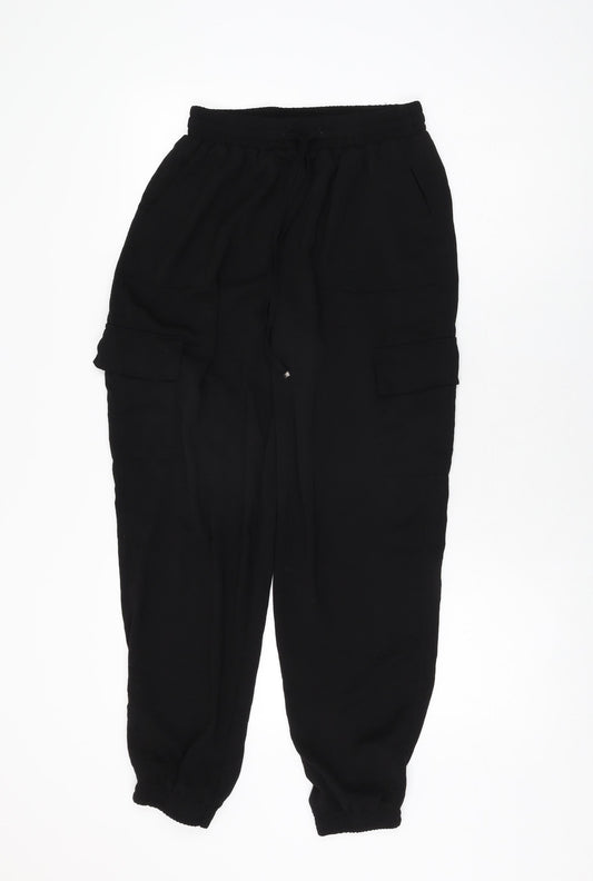 New Look Womens Black Polyester Trousers Size 8 L27.5 in Regular Drawstring