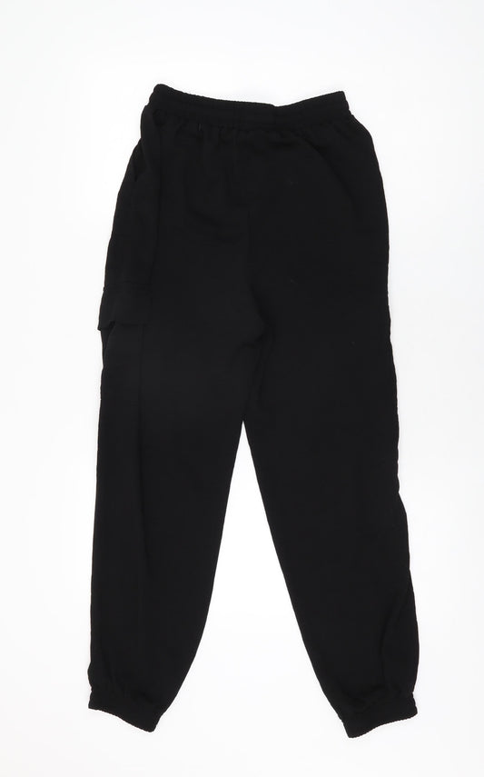 New Look Womens Black Polyester Trousers Size 8 L27.5 in Regular Drawstring