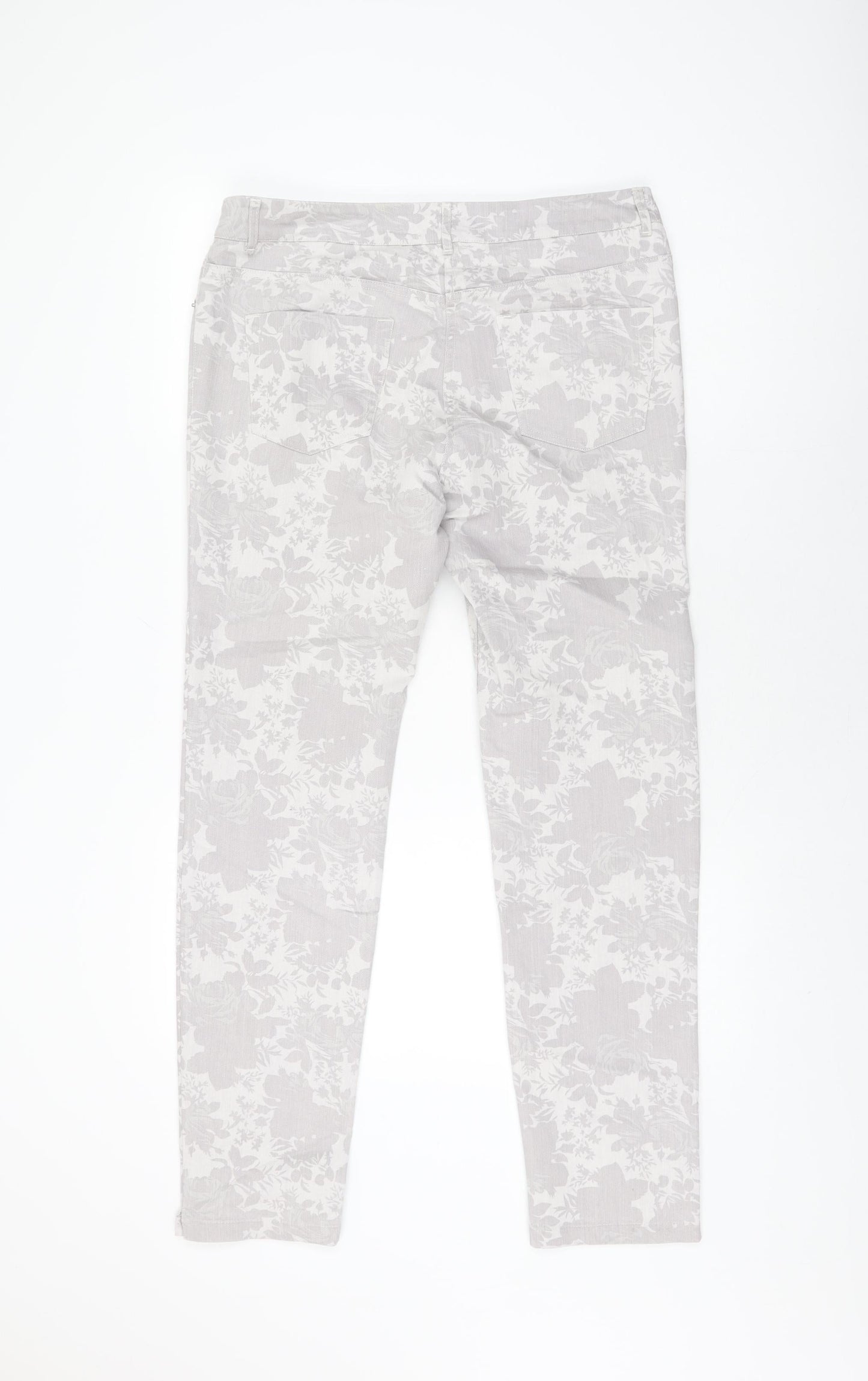 Miss You Womens Grey Floral Cotton Skinny Jeans Size 12 L30 in Regular Zip