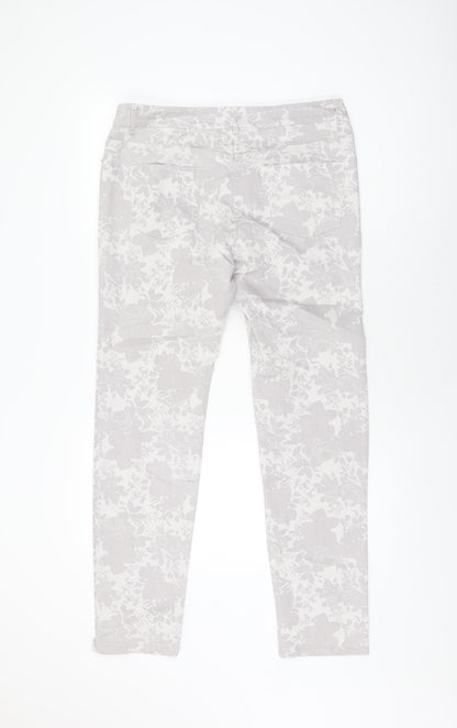 Miss You Womens Grey Floral Cotton Skinny Jeans Size 12 L30 in Regular Zip