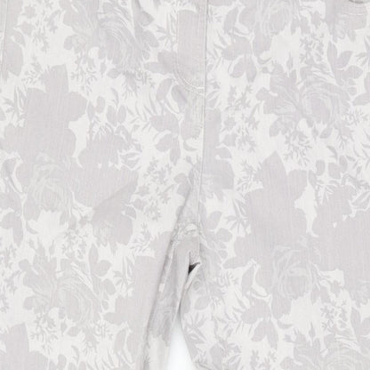 Miss You Womens Grey Floral Cotton Skinny Jeans Size 12 L30 in Regular Zip