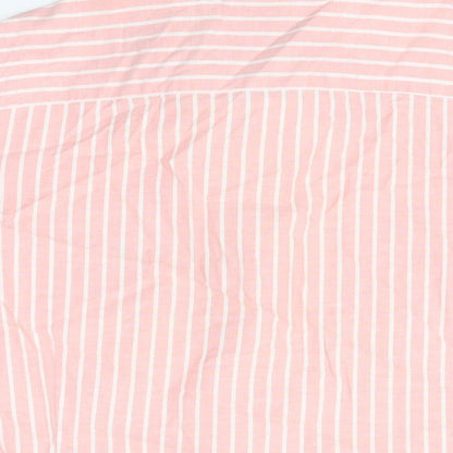 NEXT Mens Pink Striped Cotton Button-Up Size XL Collared Button