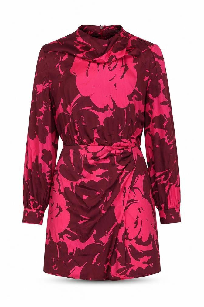 Zara Womens Pink Floral Polyester Mini Size S Round Neck Zip