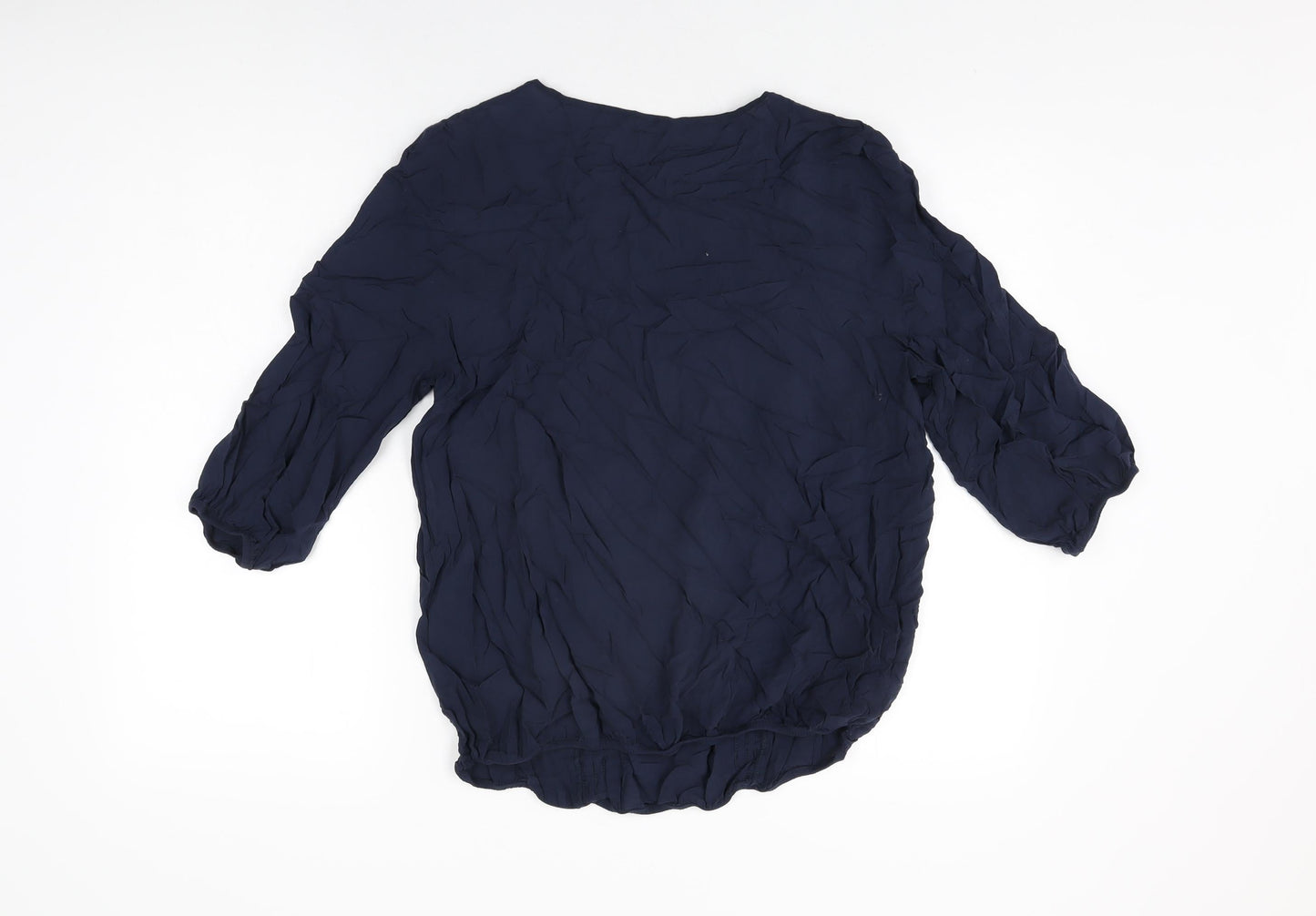 BM Collection Womens Blue Viscose Basic T-Shirt Size 16 Round Neck