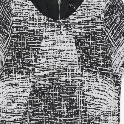 M&Co Womens Grey Geometric Polyester Bodycon Size 10 Round Neck Zip