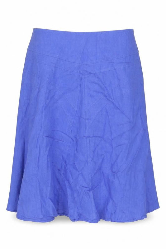 Chesca Womens Blue Linen Flare Skirt Size 14 Zip